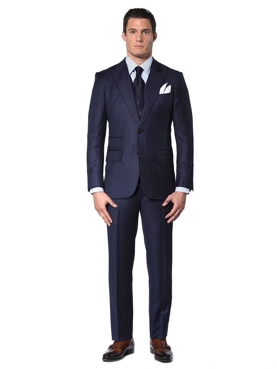 NAVY TWILL STRIPE CLASSIC 2-BUTTON SUIT