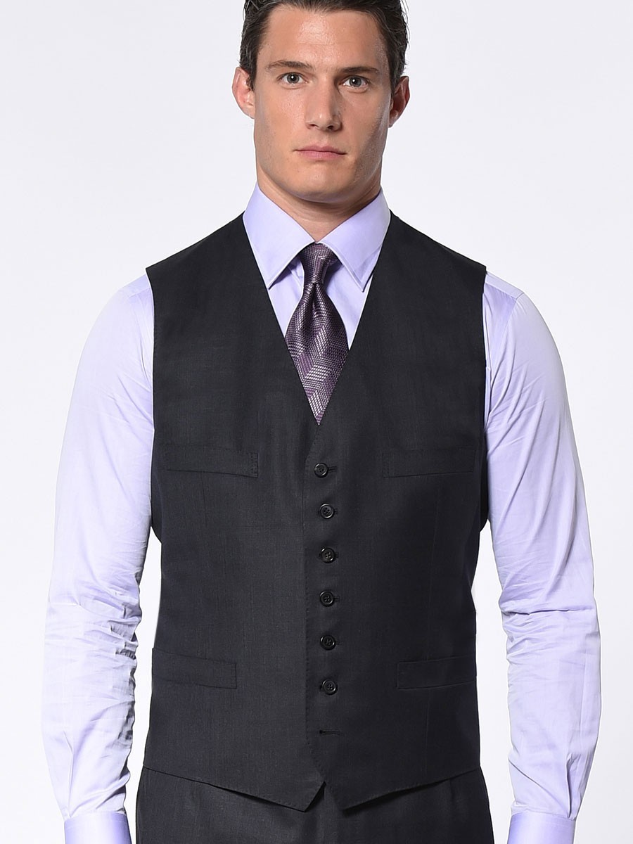 CHARCOAL TWILL CLASSIC 7-BUTTON VEST