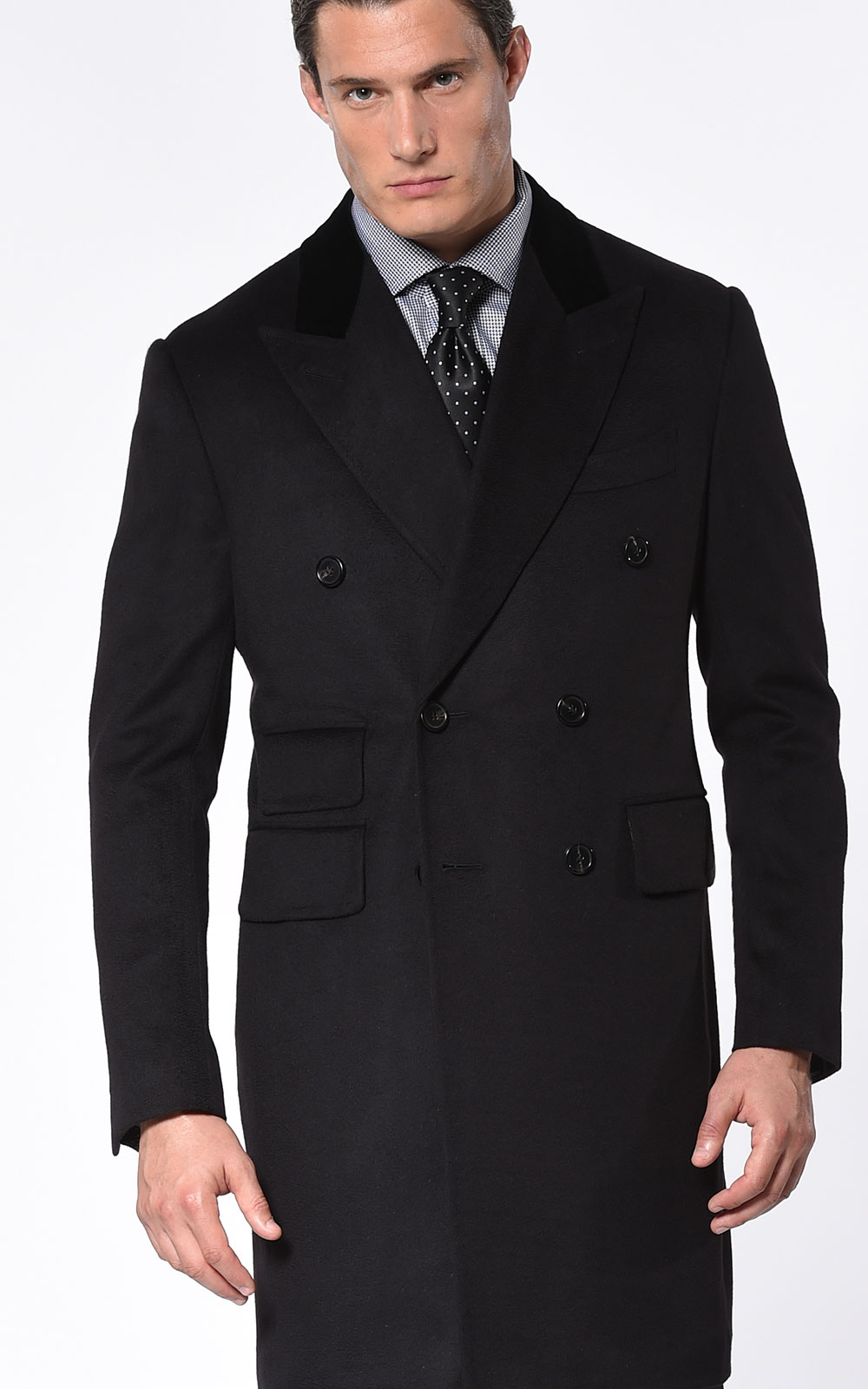 Hevo single-breasted cashmere coat - Black