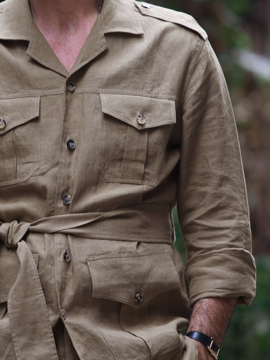 Light Brown Belted Safari Shirt-Jacket