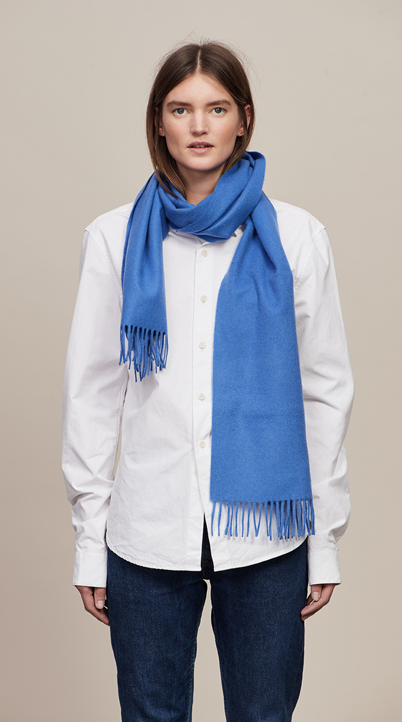 Soft Sapphire Solid Wide Cashmere Scarf