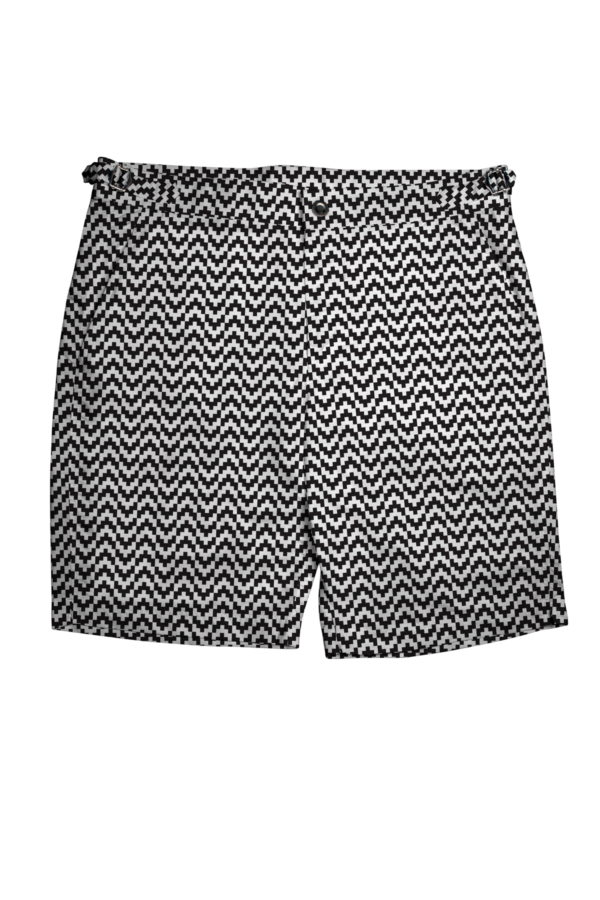 Black & White Zig-Zag Swim Shorts