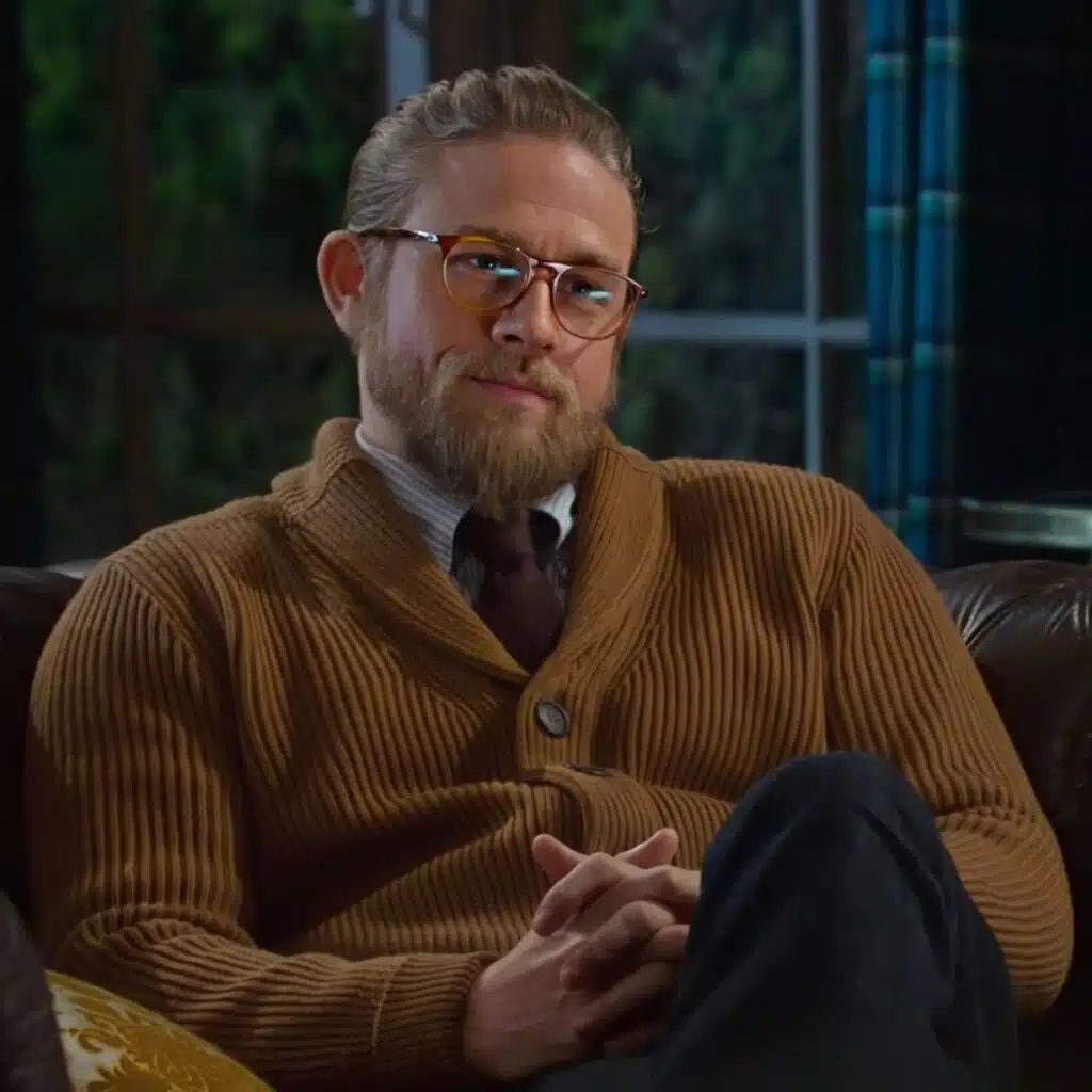 Charlie Hunnam Raymond Smith Brown Cartigan Shawl Sweater