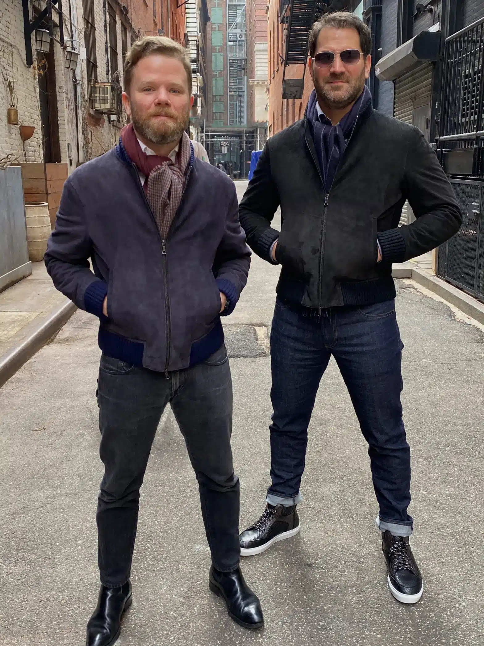 Michael Andrews and Frasier Saunders wearing Bomber Jackets