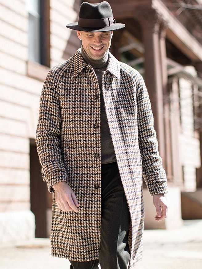 Long houndstooth coat best sale