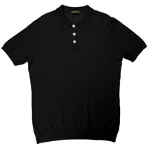 Black Silk Cashmere Link Stitch Polo