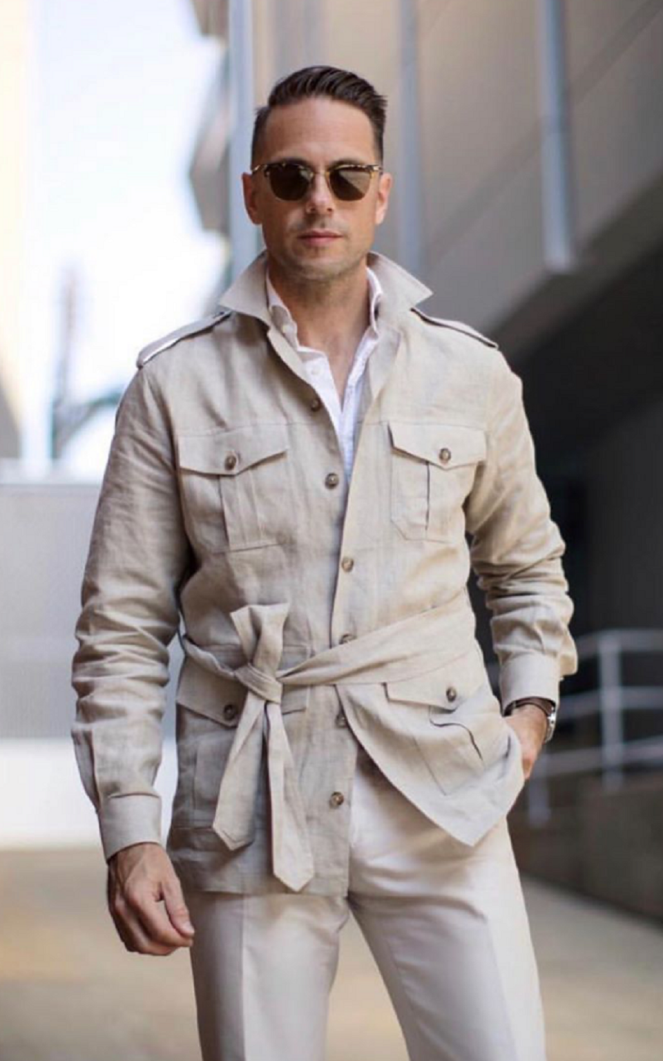 Stone Solid Linen Safari Shirt Jacket | Michael Andrews Bespoke, New York's  Most Trusted Custom Tailor Since 2006