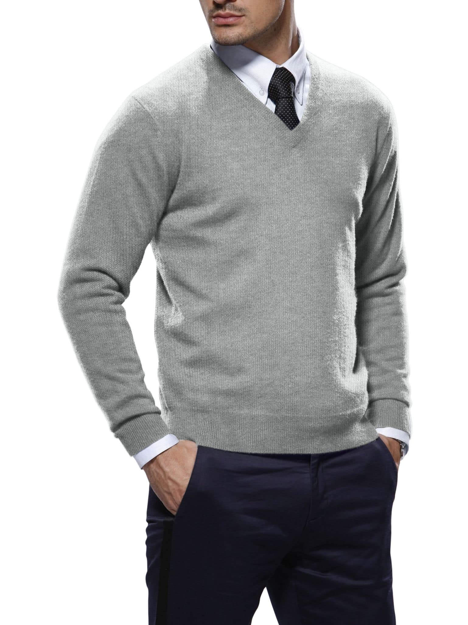 Light Grey Cashmere V Neck Sweater Michael Andrews Bespoke New York s Most Trusted Custom Tailor Since 2006