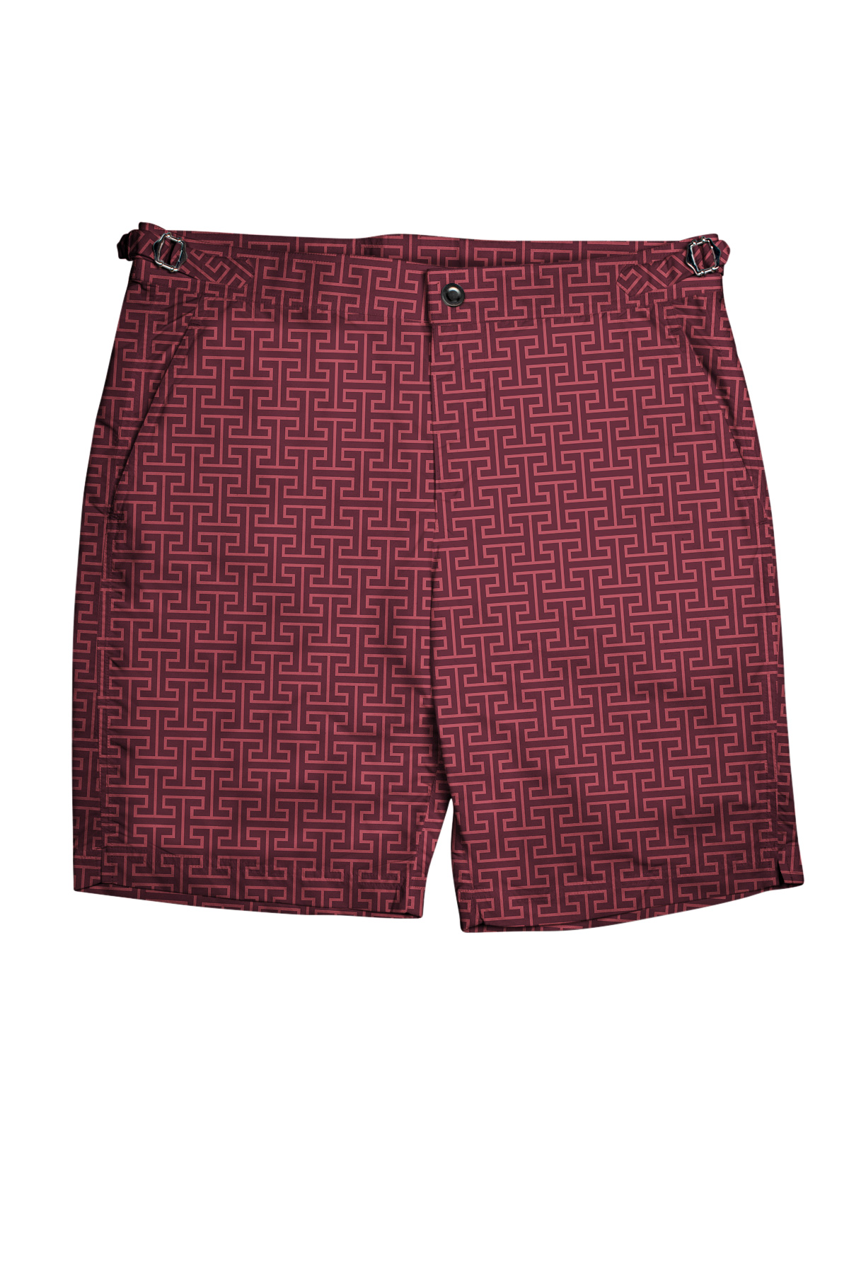 Burgundy H Print Swim Shorts Michael Andrews Bespoke New York s Most Trusted Custom Tailor Since 2006