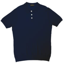 Navy Silk Cashmere Link Stitch Polo