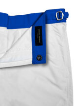 White Swim Shorts w Royal Blue Waistband