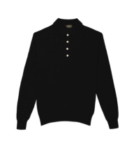 Black Silk Cashmere Honeycomb Polo