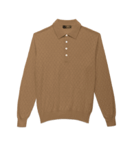 Camel Silk Cashmere Honeycomb Polo