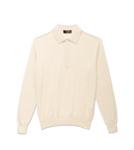 Ivory Silk Cashmere Honeycomb Polo