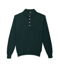 Lagoon Green Silk Cashmere Honeycomb Polo