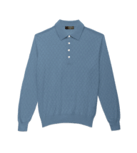 Light Blue Silk Cashmere Honeycomb Polo